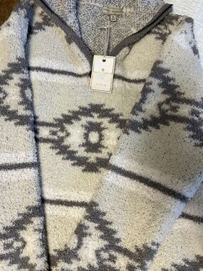 Simply Southern Cream & Gray Aztec Sherpa Quarter-Zip